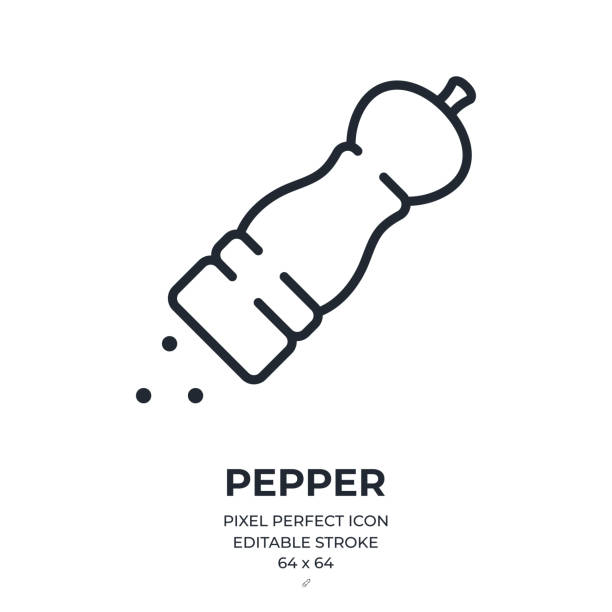 Pepper grinder editable stroke outline icon isolated on white background flat vector illustration. Pixel perfect. 64 x 64. Pepper grinder editable stroke outline icon isolated on white background flat vector illustration. Pixel perfect. 64 x 64. pepper shaker stock illustrations