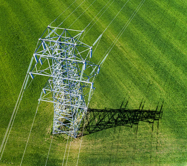 Aerial View of Power Line stock photo