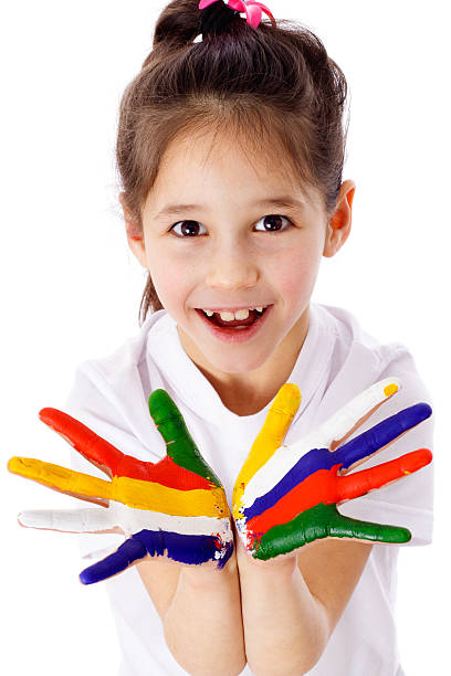istock Little girl with painted hands 139922069