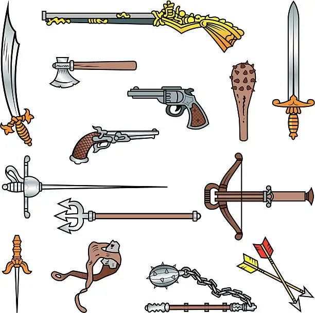 Vector illustration of Antique weapons