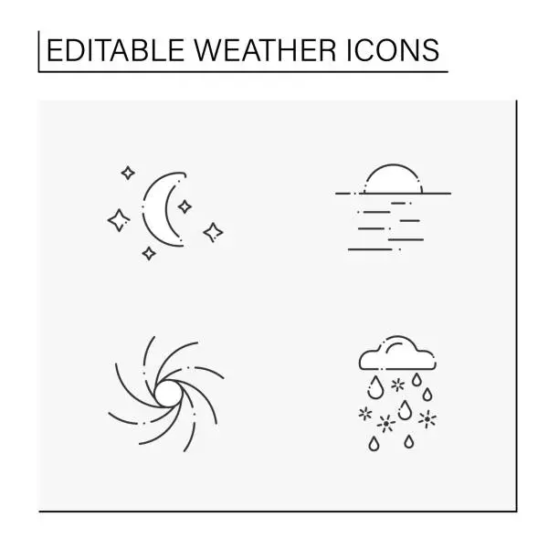 Vector illustration of Weather line icons set