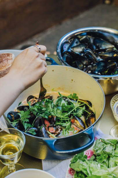 istock mussels in white wine with parsley at summer dinner table 1399227502