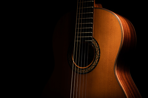 Acoustic guitar isolated in white with clipping path