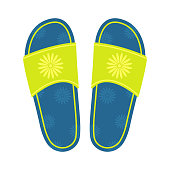 istock Beach flip flops icon. Slippers. Color silhouette. Top view in front. Vector simple flat graphic illustration. Isolated object on a white background. Isolate. 1399230983