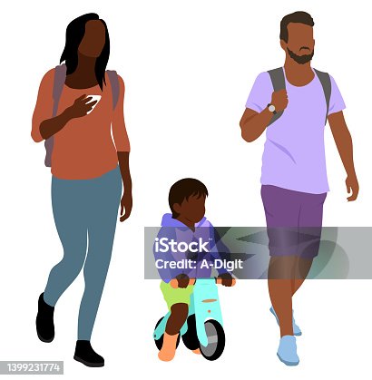 istock Toddler Boy On Balance Bike With Mom And Dad 1399231774