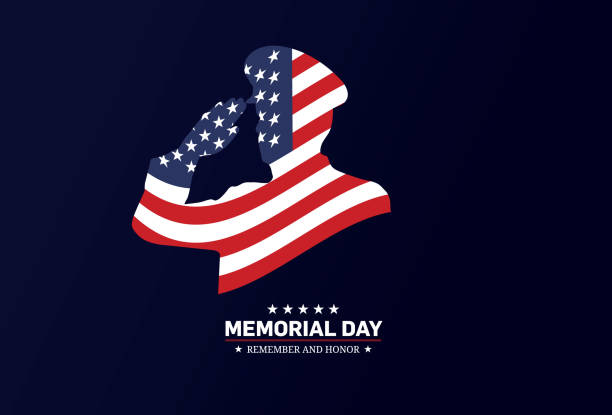 illustrations, cliparts, dessins animés et icônes de memorial day-rappelez-vous et l’honneur avec drapeau usa - faire le salut militaire