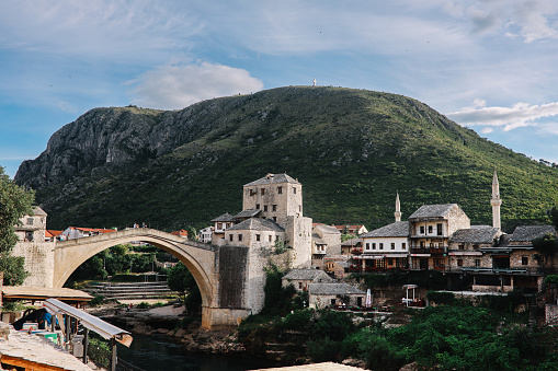 Mostar old town and the famous old bridge in Bosnia Herzegovina