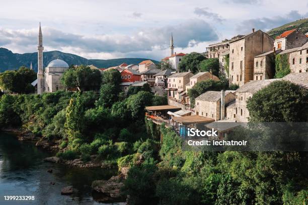 Mostar Old Town In Bosnia Herzegovina Stock Photo - Download Image Now - Bosnia and Herzegovina, Mosque, Outdoors