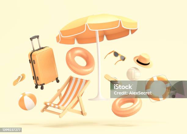 Summer Travel And Vacation Concept Stock Photo - Download Image Now - Three Dimensional, Summer, Beach