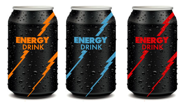 Illustration of energy drink cans group of different energy drink tin can package energy drink stock illustrations