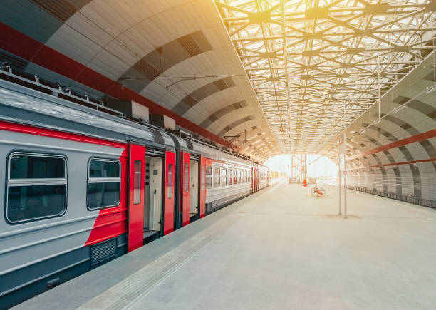istock An electric train at a modern station in the sunlight. 1399241016