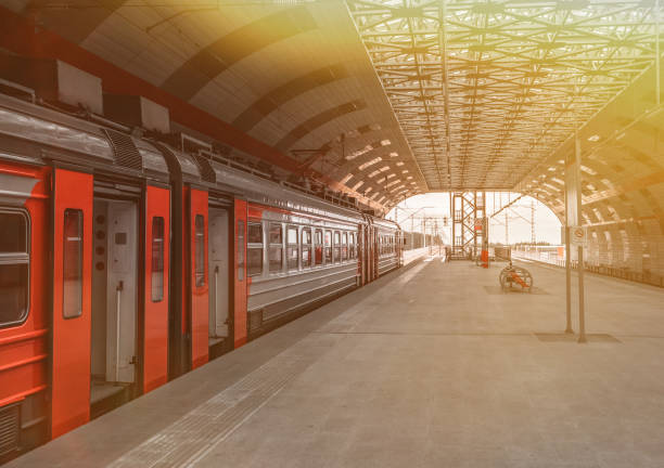 istock An electric train at a modern station in the sunlight. 1399241017