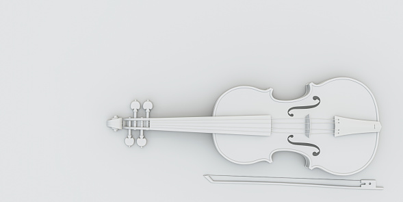 Violin on black background with scratches and white background - Copy space