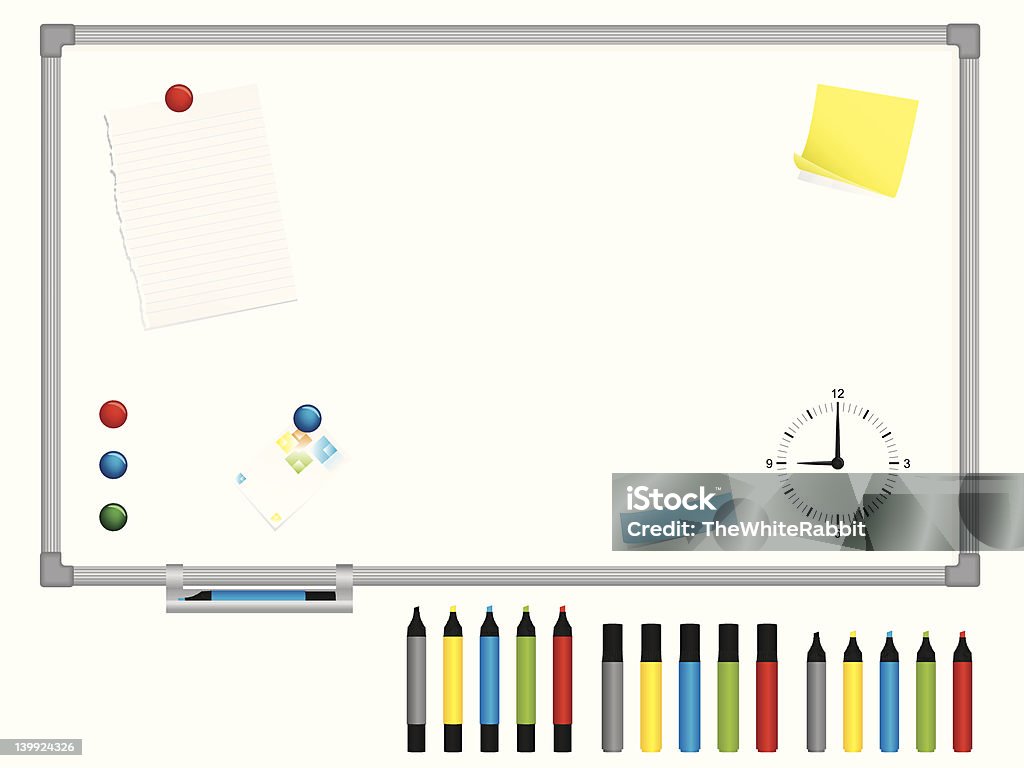 Белая доска с канцелярских товаров - Векторная графика Белая доска роялти-фри