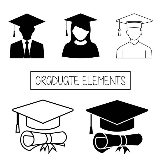 ilustrações, clipart, desenhos animados e ícones de pós-graduação - mortar board child female people