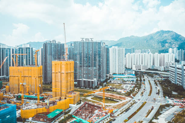 istock Drone view  of Construction site in Hong Kong 1399248364