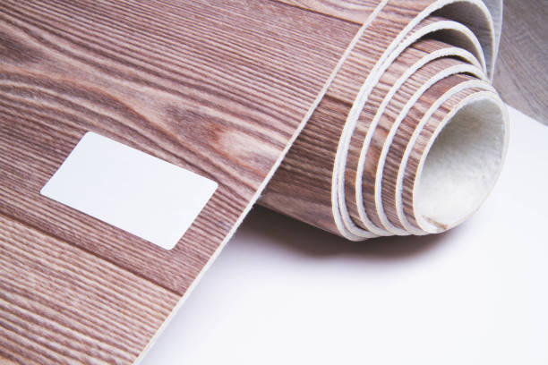 istock Waterproofness of linoleum. Waterproof linoleum in the kitchen. Sample roll. 1399249694