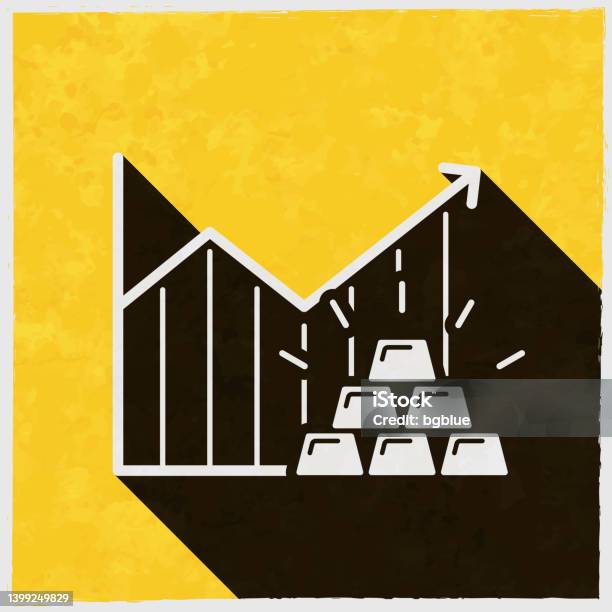 Grafik Kenaikan Harga Emas Ikon Dengan Bayangan Panjang Pada Latar