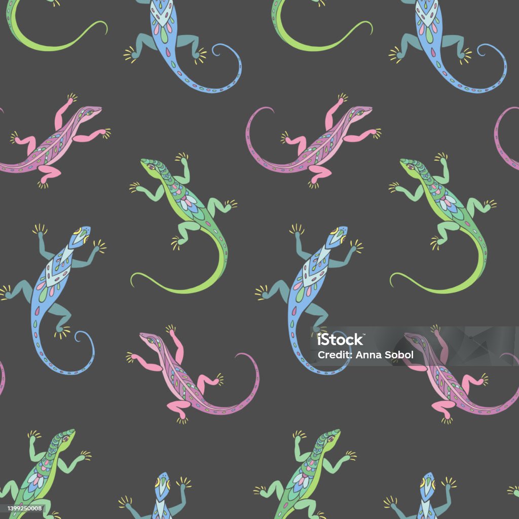 Lizzards Pattern Seamless Vector Pattern Of Lizards Stock Illustration - Download Image ...