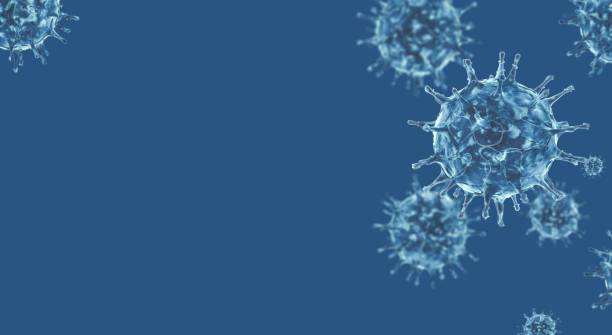 istock Blue Virus Empty Space Background. Coronavirus Covid-19 Epidemic - 3D Illustration 1399250230