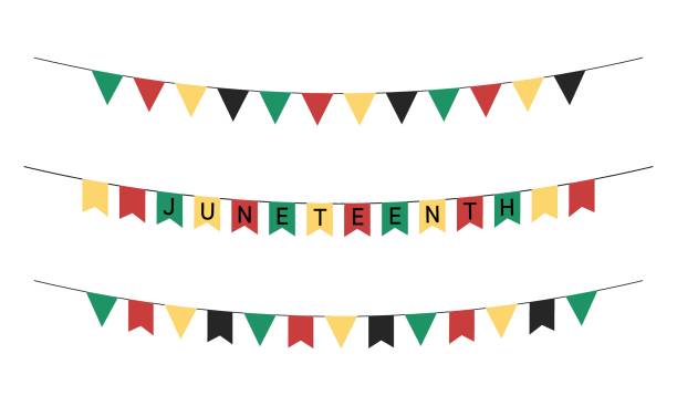 istock Juneteenth party flags isolated. Vector set of Freedom Day garlands and buntings in traditional african colors. Juneteenth triangular and rectangular flags collection 1399252400