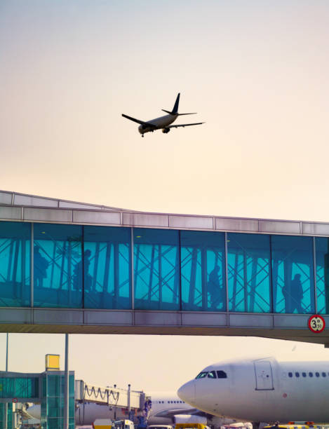 istock Airport arrival and departure gate with passengers 1399253989