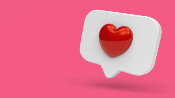 istock Shiny Red 3D Heart Speech Bubble Emoticon Icon Isolatedon Background 1399255314