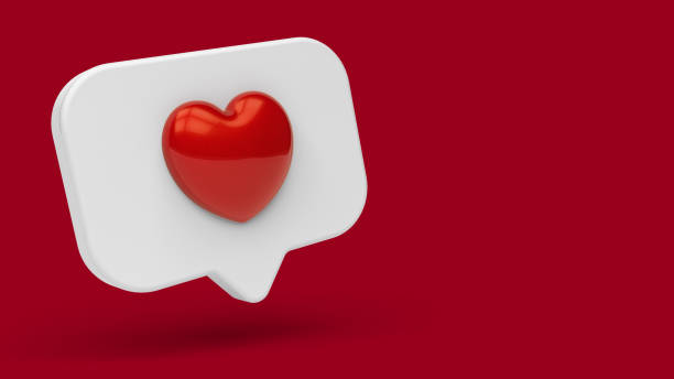 istock Shiny Red 3D Heart Speech Bubble Emoticon Icon Isolatedon Background 1399255326