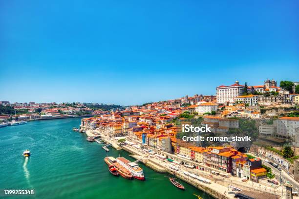 Porto Aerial Cityscape Over Douro River During A Sunny Day Stock Photo - Download Image Now