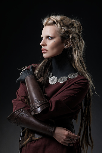 Portrait of Beautiful blonde fantasy Viking Woman