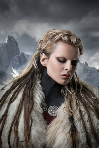 istock Russian viking warrior witch queen in the mountains 1399257146