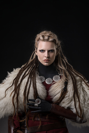 Portrait of Beautiful blonde fantasy Viking Woman