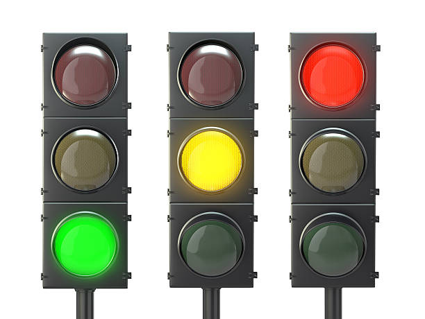 Set of traffic lights Set of traffic lights with red, yellow and green lights isolated on white background green light stoplight stock pictures, royalty-free photos & images