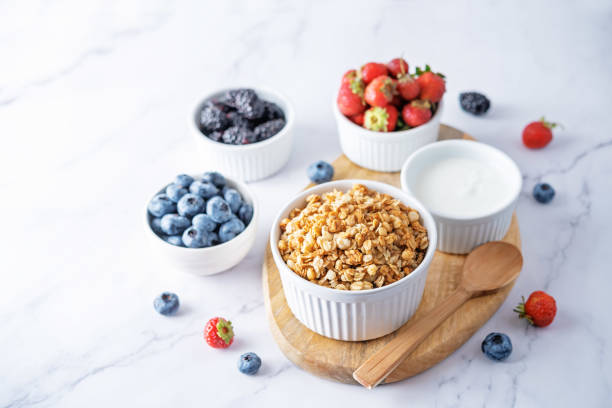 istock Oatmeal granola with berries in a bowl 1399259286