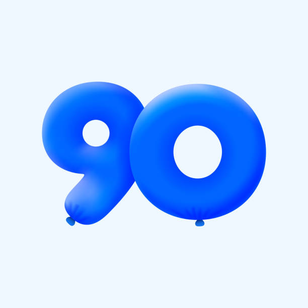 Riesenzahlenballon '90' In Navy Blue, 101,6 Cm – Für 90. Geburtstag, Mit Selbstverschluss, Wiederverwendbar