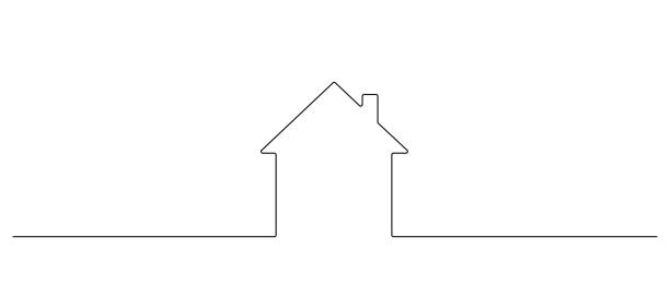 stockillustraties, clipart, cartoons en iconen met one continuous line drawing of house building. symbol home architecture and development property project in simple linear style. real estate concept. editable stroke. doodle vector illustration - huis