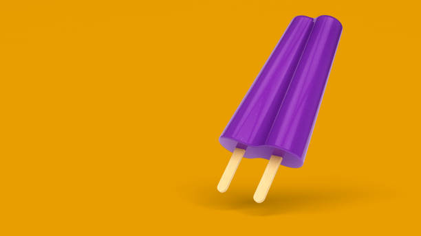 Shiny 3D Purple Grape Popsicle Isolated on Purple Background with Clipping Path stock photo