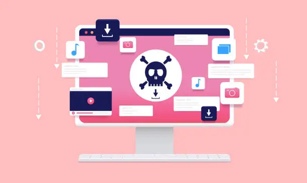 Vector illustration of Online and internet piracy