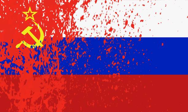 istock Flag of Russia spattered with blood in flat style for printing.Vector illustration. 1399270700
