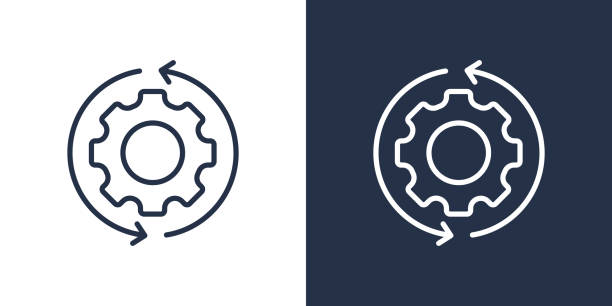 Gears and Rotating arrow icon Gears and Rotating arrow adapting stock illustrations