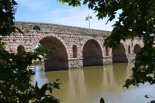 The Roman Bridge at Merida, Spain.
