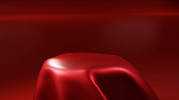 istock Circular stand on a red background. A stand with a red cloth.3D Rendering. 1399277662