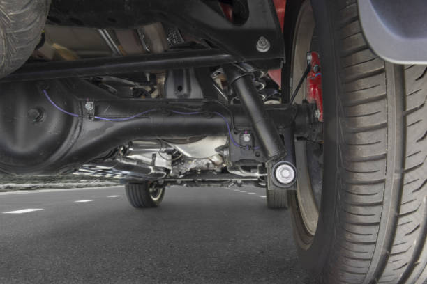 istock SUV car suspension and rear drive shaft. 1399284211