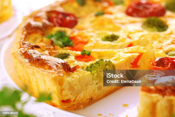 Quiche With Cheese And An Assortment Of Vegetables Stock Photo - Download Image Now - Cauliflower, Pastry Dough, Quiche