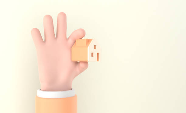 human hand holding a toy house - house real estate residential structure insurance imagens e fotografias de stock