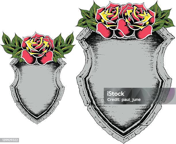 Rose Shielddesign Stock Vektor Art und mehr Bilder von Abstrakt - Abstrakt, Abzeichen, Alt