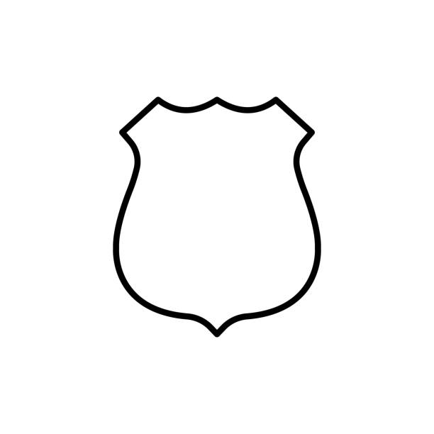 полицейский значок черный векторный значок иллюстрации выделен на белом фоне. модный плоский, контурный символ, знак, используется для: инф - sheriff star badge vector stock illustrations