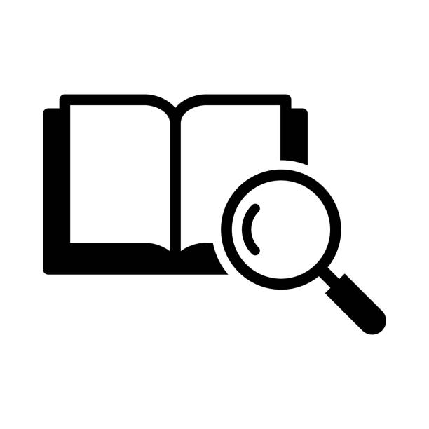 Search book icon Search book vector icon symbol design magnifying glass book stock illustrations