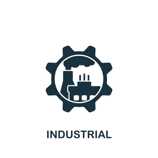 illustrations, cliparts, dessins animés et icônes de icône industrielle. élément de ligne simple symbole industriel pour les modèles, la conception web et l’infographie - musique industrielle