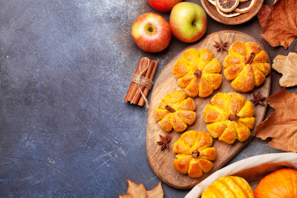 istock Pumpkin muffins and various pumpkins 1399317966